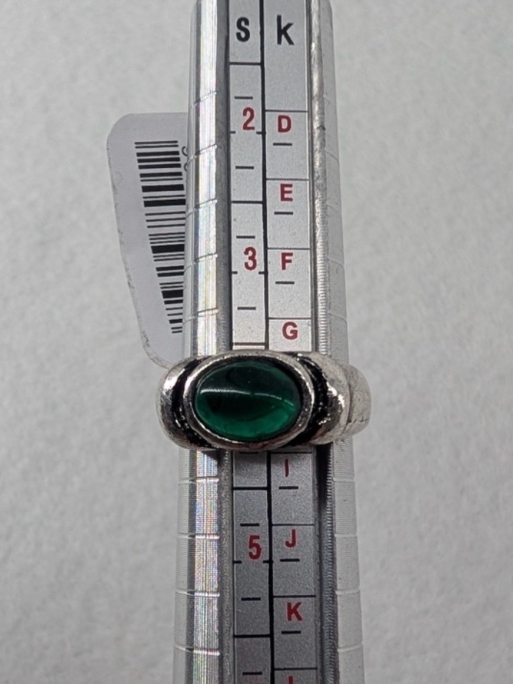 Free People Silver Ring with Dark Green Stone
